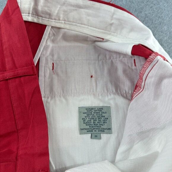 Castaway Nantucket Island Mens Red Embroidered Fish Bone Shorts Size 34 Cotton - Picture 7 of 10